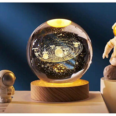 Gezegenler Renk Değiştiren Işıklı Cam Küre 8cm