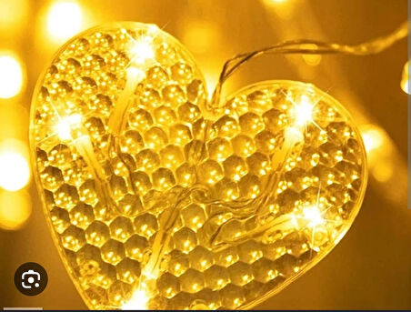 Kalp Perde Led 3m 6 Sıra 12 Adet Kalp Led ışık Gün Işığı