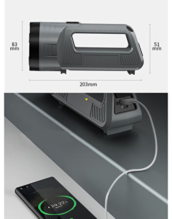 Güçlü Şarjlı Fener Masa Lambası