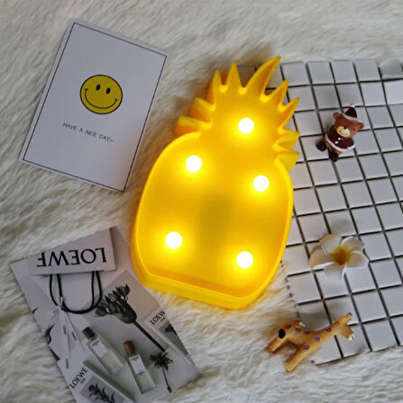 Led Işıklı Ananas Gece Lambası Dekoratif Led Aydınlatma