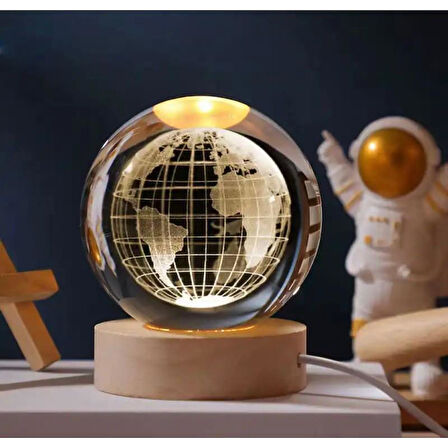 Dünya Renk Değiştiren Işıklı Cam Küre 8cm