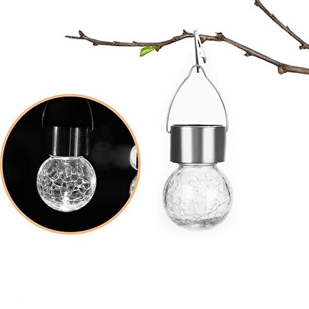 Kırık Cam Tasarımlı Güneş Enerjili Askılı Led Işık Dekor