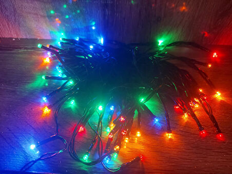 10m 100 Led Pilli 2 Kademeli RGB IŞIK Siyah Kablo