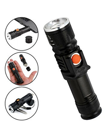 P50 LED ŞARJLI MIKNATISLI USB EL FENERİ