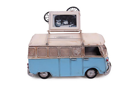 Dekoratif Metal Minibüs Çerçeveli ve Kumbaralı Hediyelik