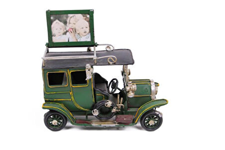 Dekoratif Metal Araba Çerçeveli Biblo Hediyelik