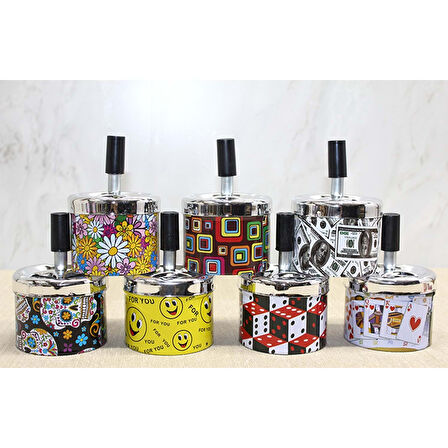 Metal Renkli Basmalı Küllük Yuvarlak