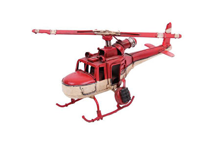 Helikopter Metal Vintage Dekoratif Masaüstü Biblo Hediyelik