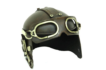 Dekoratif Metal Pilot Kaskı Biblo Vintage Dekoratif Hediyelik