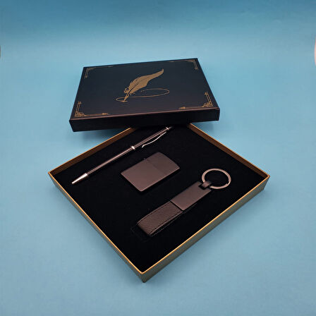 Siyah Anahtarlık Çakmak ve Tükenmez Kalem