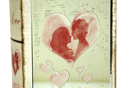 Kutu Kitap Aynalı Valentine Dekoratif Hediyelik