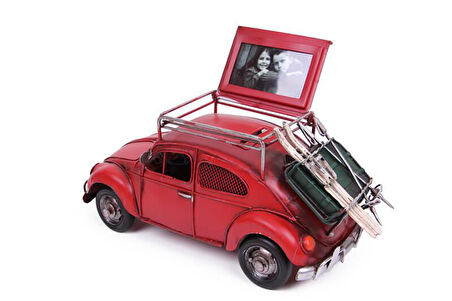 Dekoratif Metal Araba Çerçeveli ve Kumbaralı Hediyelik