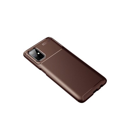 Samsung Uyumlu Galaxy M51 Kılıf Auto Focus Karbon Kapak - Kahverengi