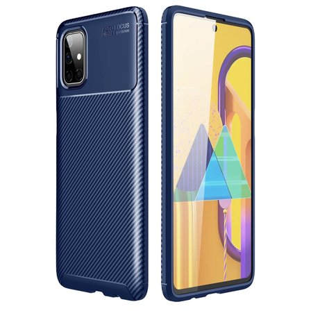 Samsung Uyumlu Galaxy M51 Kılıf Auto Focus Karbon Kapak - Lacivert