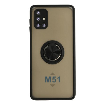 Samsung Uyumlu Galaxy M51 Kılıf Montreal Yüzüklü Silikon Kapak - Siyah