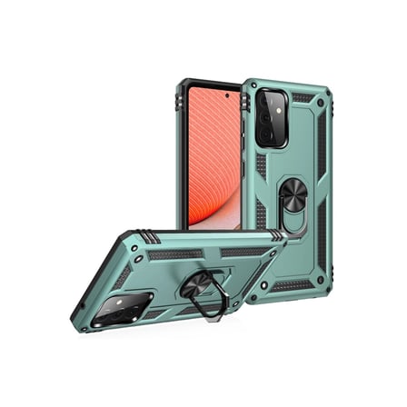 Samsung Uyumlu Galaxy A72 Kılıf Sofya Yüzüklü Silikon Kapak - Yeşil