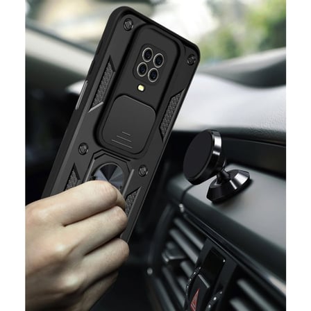 Xiaomi Uyumlu Redmi Note 9 Pro Kılıf Pars Lens Yüzüklü Silikon - Yeşil