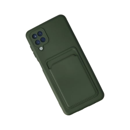 Samsung Galaxy A12 Kılıf Kelvin Kartvizitli Silikon - Koyu Yeşil