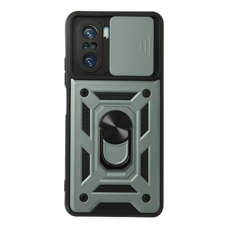 Xiaomi Uyumlu Poco F3 Kılıf Pars Lens Yüzüklü Silikon - Yeşil
