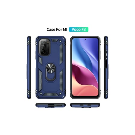Xiaomi Uyumlu Poco F3 Kılıf Sofya Yüzüklü Silikon Kapak - Lacivert