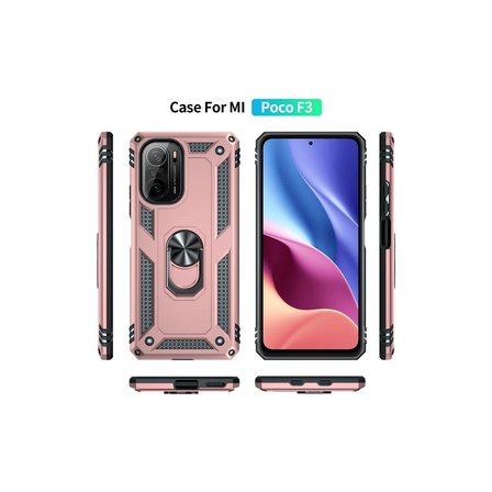 Xiaomi Uyumlu Poco F3 Kılıf Sofya Yüzüklü Silikon Kapak - Rose