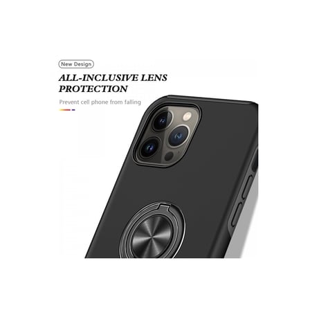 Apple Uyumlu İphone 13 Pro Max Kılıf Elit Yüzüklü Kapak - Siyah