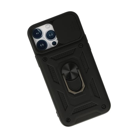 Apple Uyumlu İphone 13 Pro Max Kılıf Pars Lens Yüzüklü Silikon - Siyah