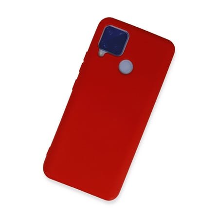 Realme C15 Kılıf Nano İçi Kadife Silikon - Kırmızı - Kırmızı