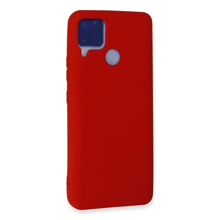 Realme C15 Kılıf Nano İçi Kadife Silikon - Kırmızı - Kırmızı