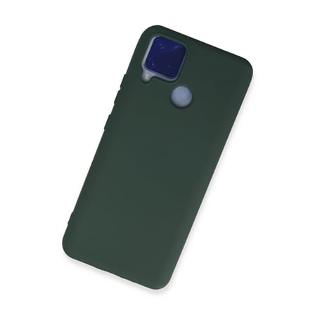 Realme C15 Kılıf Nano İçi Kadife Silikon - Koyu Yeşil