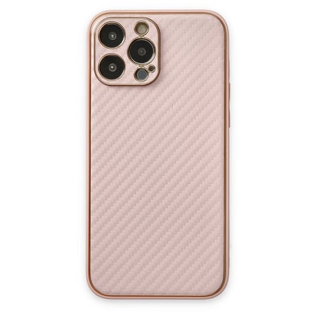 Apple Uyumlu İphone 13 Pro Max Kılıf Coco Karbon Silikon - Pembe