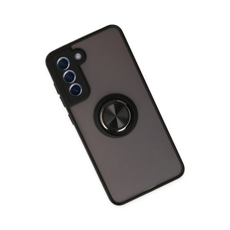 Samsung Uyumlu Galaxy S21 Fe Kılıf Montreal Yüzüklü Silikon Kapak - Siyah