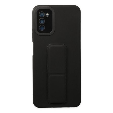 Samsung Uyumlu Galaxy A03s Kılıf Mega Standlı Silikon - Siyah