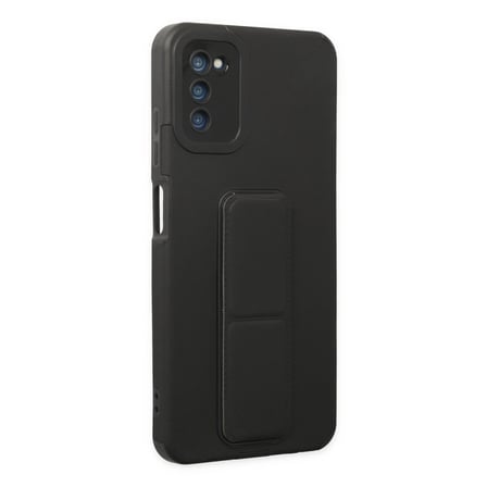 Samsung Uyumlu Galaxy A03s Kılıf Mega Standlı Silikon - Siyah