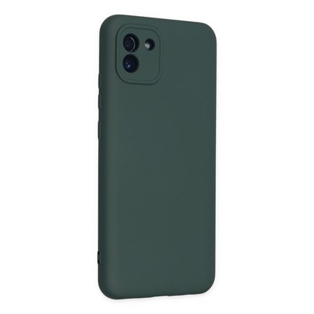 Samsung Uyumlu Galaxy A03 Kılıf Nano İçi Kadife Silikon - Koyu Yeşil