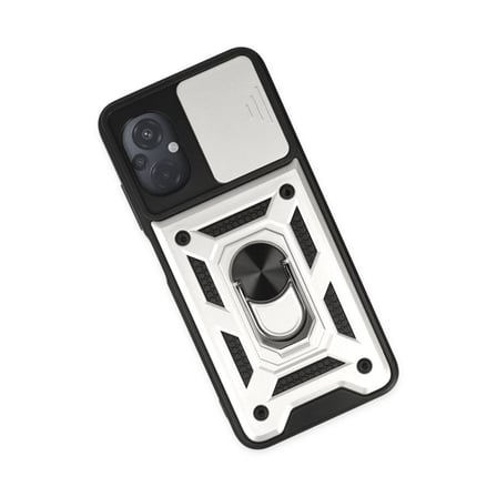 Xiaomi Uyumlu Poco M5 Kılıf Pars Lens Yüzüklü Silikon - Gümüş