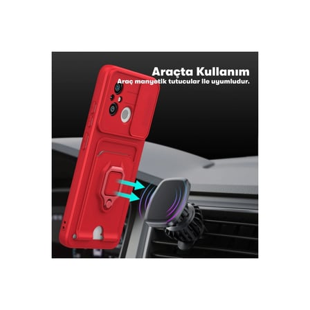 Xiaomi Uyumlu Redmi 12c Kılıf Zuma Kartvizitli Yüzüklü Silikon - Lacivert