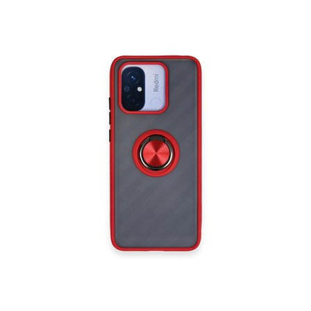 Xiaomi Uyumlu Redmi 12c Kılıf Montreal Yüzüklü Silikon Kapak - Kırmızı