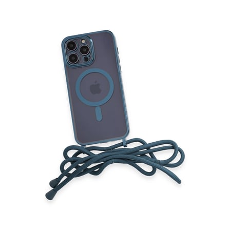 Apple Uyumlu İphone 12 Pro Kılıf Divo Lazer Askılı Magsafe Kapak - Sierra Blue