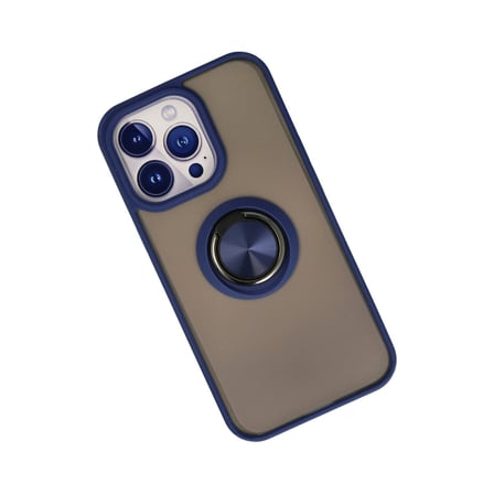 Apple Uyumlu İphone 15 Pro Kılıf Montreal Yüzüklü Silikon Kapak - Lacivert