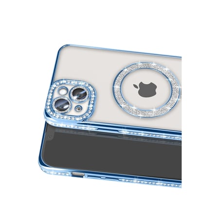 Evimdeyokyok iPhone 15 Kılıf Mavi Simli MagSafe