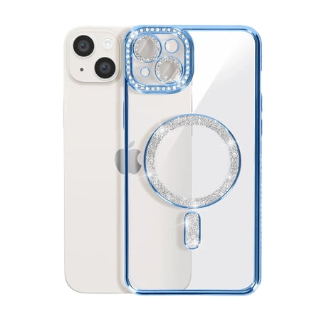 Evimdeyokyok iPhone 15 Kılıf Mavi Simli MagSafe