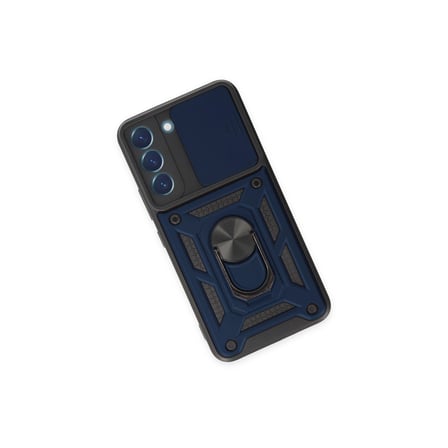 Samsung Uyumlu Galaxy S23 Kılıf Pars Lens Yüzüklü Silikon - Lacivert