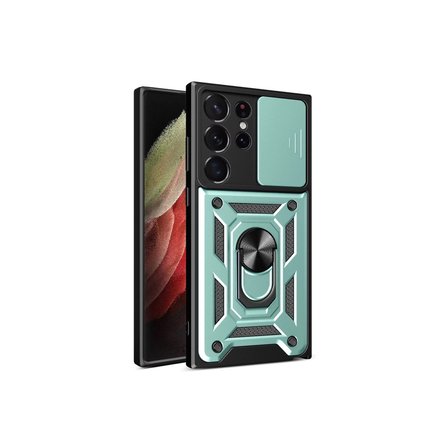 Samsung Uyumlu Galaxy S23 Ultra Kılıf Pars Lens Yüzüklü Silikon - Yeşil