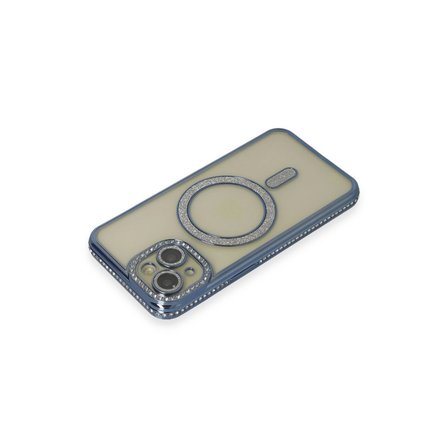 Evimdeyokyok iPhone 15 Kılıfı Simli MagSafe Uyumlu Lacivert Silikon