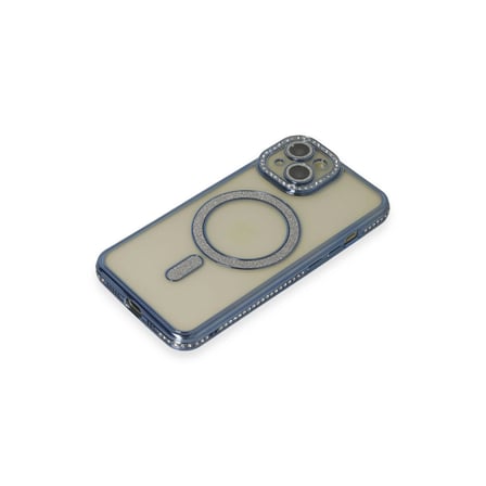 Evimdeyokyok iPhone 15 Kılıfı Simli MagSafe Uyumlu Lacivert Silikon