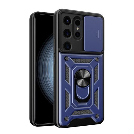 Samsung Uyumlu Galaxy S24 Ultra Kılıf Pars Lens Yüzüklü Silikon - Lacivert