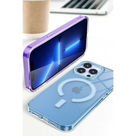 Apple Uyumlu İphone 13 Pro Kılıf Troy Magsafe Kapak - Mor