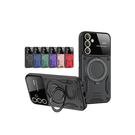 Samsung Uyumlu Galaxy A55 5g Kılıf Joy Lens Standlı Kapak - Kırmızı
