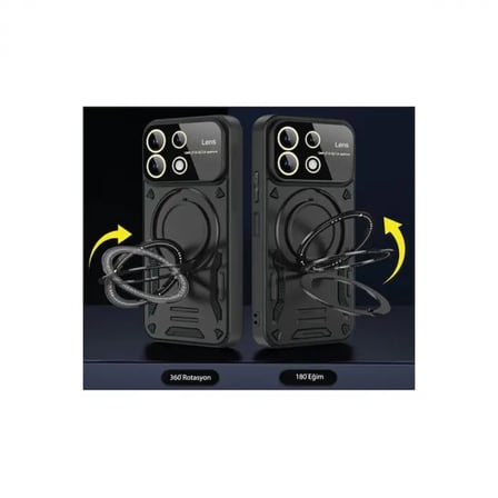 Xıaom Mi 13t Pro Kılıf Joy Lens Standlı Kapak - Kırmızı - Kırmızı